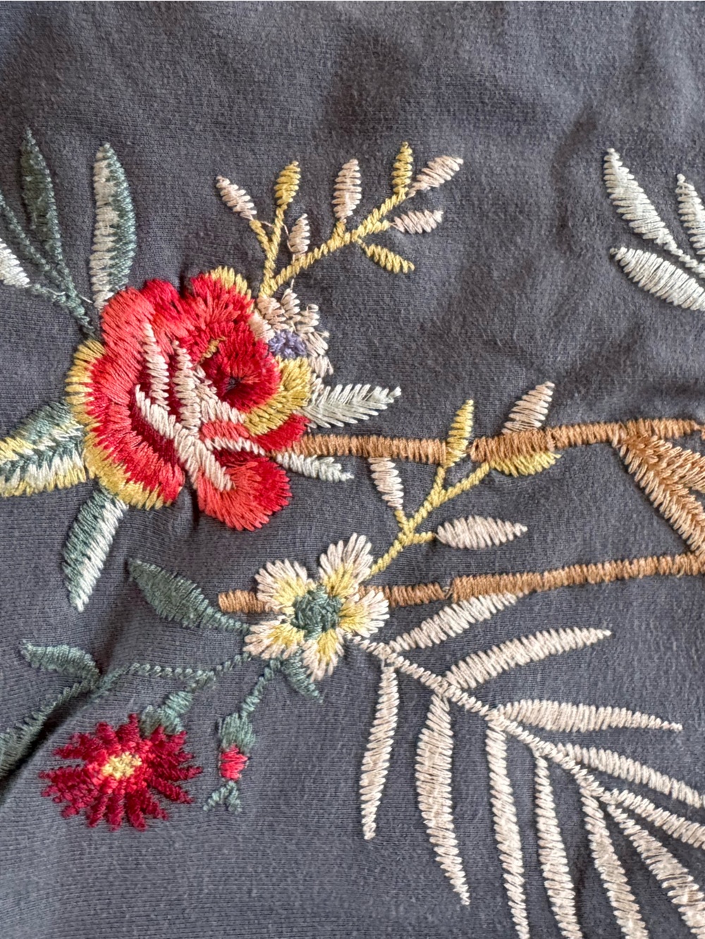 Johnny Was Blue Floral Embroidered Sweatshirt - Picture 9 of 10